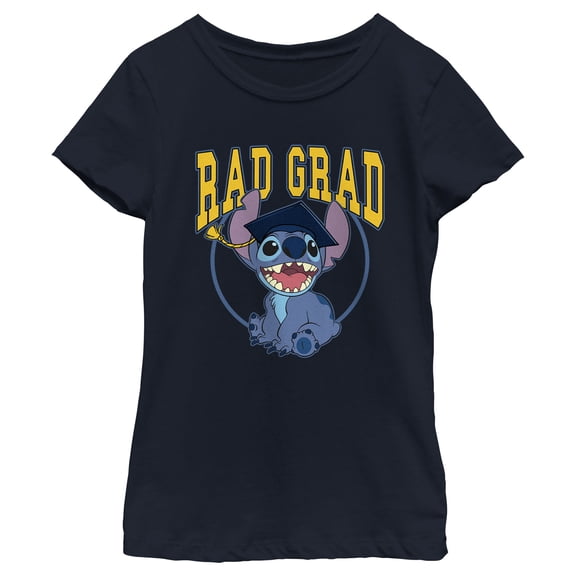 Girl's Lilo & Stitch Rad Grad Graphic Tee Navy Blue Small