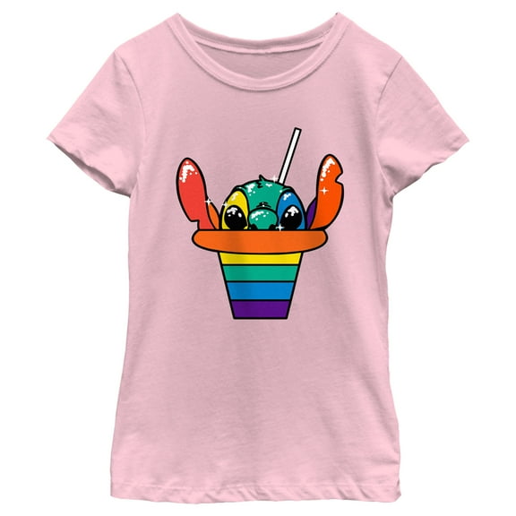Girl's Lilo & Stitch Rainbow Shave Ice Stitch Graphic Tee Light Pink X Small