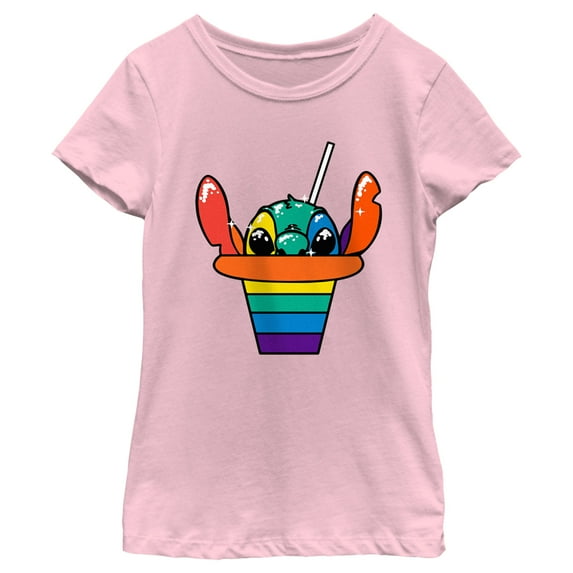 Girl's Lilo & Stitch Rainbow Shave Ice Stitch Graphic Tee Light Pink X Small