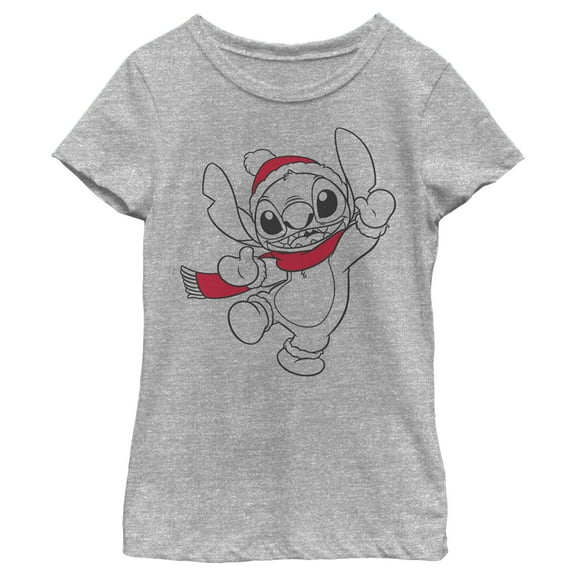 Girl's Lilo & Stitch Santa Hats and Smiles  Graphic Tee Athletic Heather Small