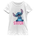 thumbnail image 1 of Girl's Lilo & Stitch Sitting Cute Graphic Tee White X Small, 1 of 4