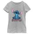 thumbnail image 1 of Girl's Lilo & Stitch Sitting Cute Stitch  Graphic Tee Athletic Heather Large, 1 of 5
