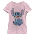 thumbnail image 1 of Girl's Lilo & Stitch Sitting Happily  Graphic Tee Light Pink Medium, 1 of 4