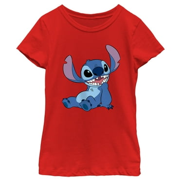 Girl's Lilo & Stitch Sitting Pose  Graphic Tee Red Small