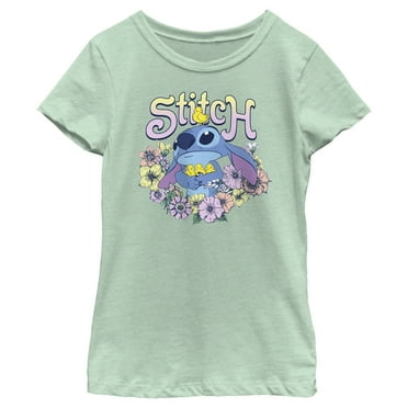 Girl's Lilo & Stitch Springtime Stitch  Graphic Tee Mint Small