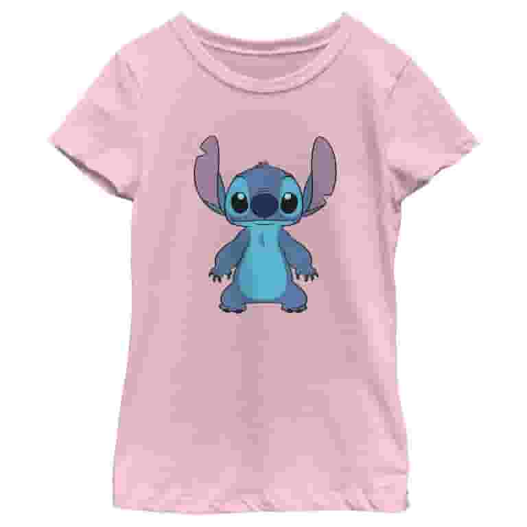 ★KIRSH★ Stitch Point Slim Fit T-Shirt Pink Girl's Lilo & Stitch Standing Stitch Graphic Tee Light Pink