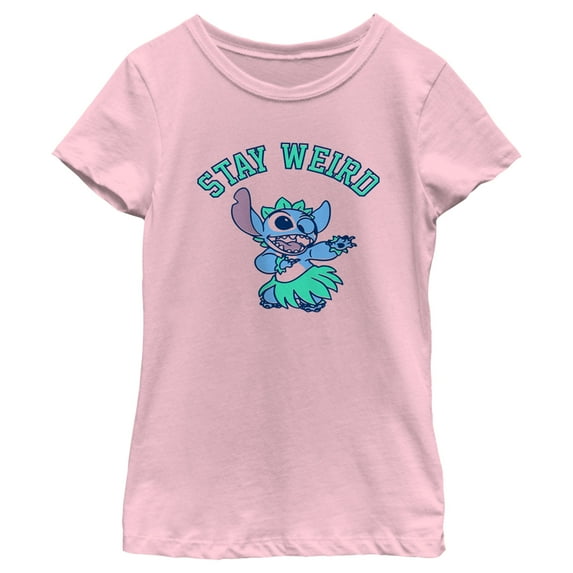 Girl's Lilo & Stitch Stay Weird Hula Dance Graphic Tee Light Pink X Large