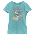 thumbnail image 1 of Girl's Lilo & Stitch Surfing Stitch Graphic Tee Tahiti Blue X Large, 1 of 4