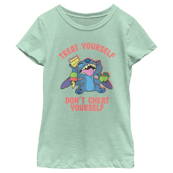 Girl's Lilo & Stitch Treat Yourself Stitch Graphic Tee Mint Medium