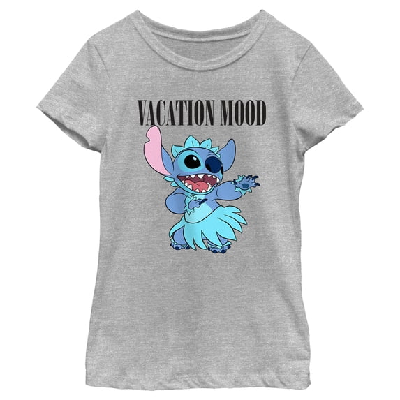 Girl's Lilo & Stitch Vacation Mood Graphic Tee Athletic Heather Large