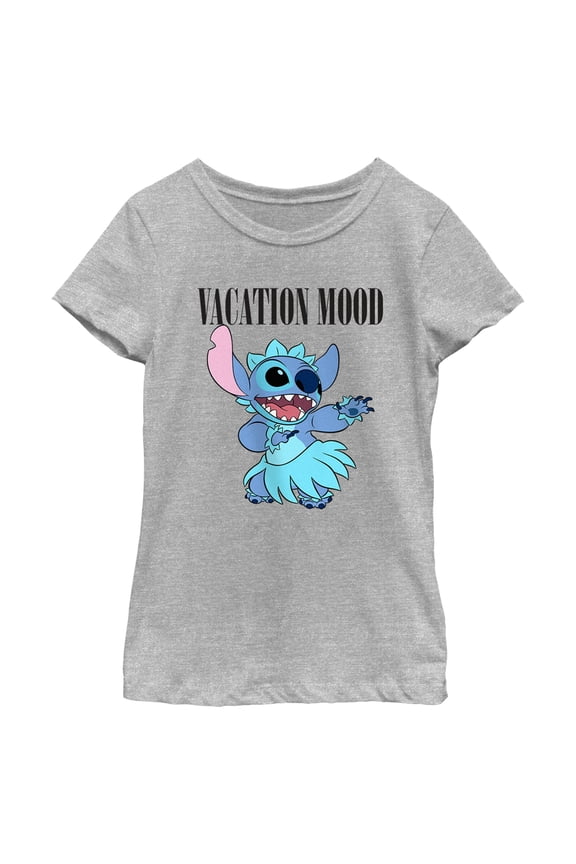 Girl's Lilo & Stitch Vacation Mood Graphic Tee Athletic Heather Large