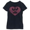 thumbnail image 1 of Girl's Lilo & Stitch Valentine's Day Distressed Heart  Graphic Tee Navy Blue Medium, 1 of 4