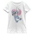 thumbnail image 1 of Girl's Lilo & Stitch Valentine's Day Kissy Face Graphic Tee White Large, 1 of 4