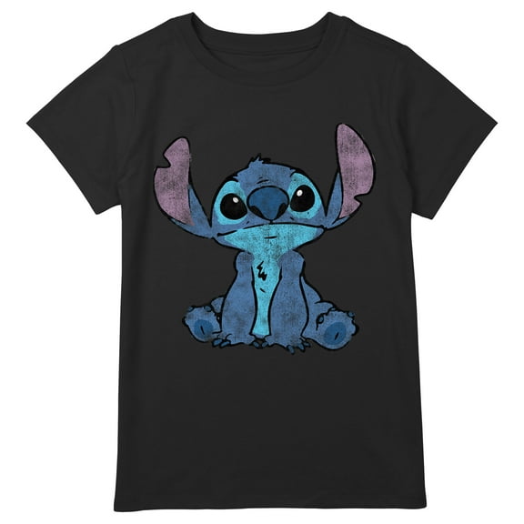 Girl's Lilo & Stitch Watercolor Stitch  Graphic Tee Black Medium Plus