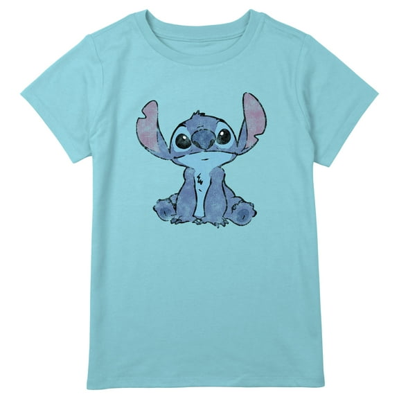 Girl's Lilo & Stitch Watercolor Stitch Graphic Tee Blue XX Large Plus