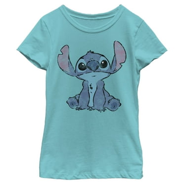 Girl's Lilo & Stitch Watercolor Stitch  Graphic Tee Tahiti Blue Small