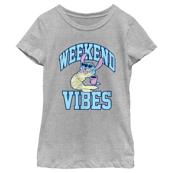 Girl's Lilo & Stitch Weekend Vibes Graphic Tee Athletic Heather Medium