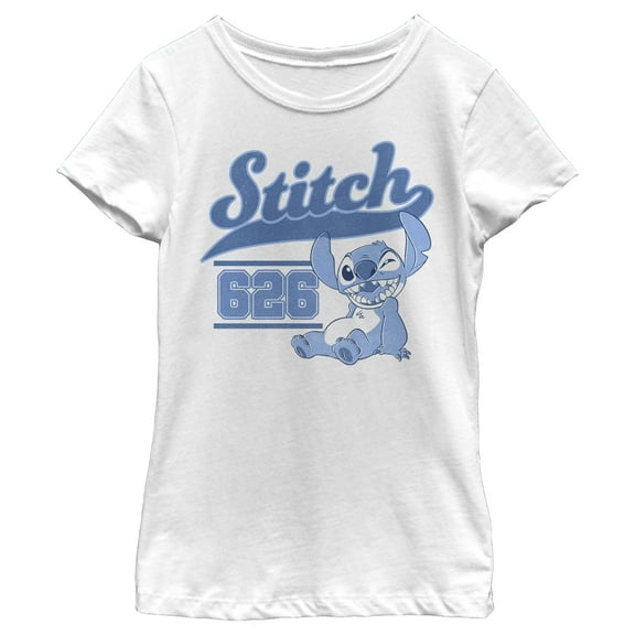Girl's Lilo & Stitch White Collegiate 626  Graphic Tee White X Large