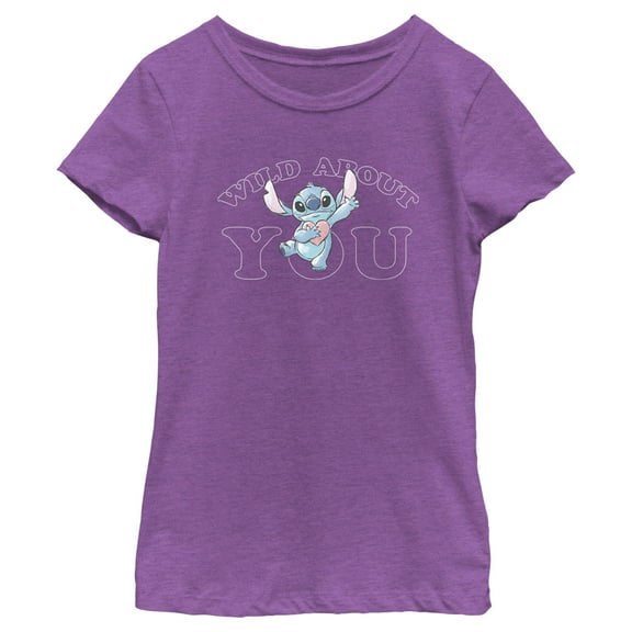 Girl's Lilo & Stitch Wild About You Graphic Tee Purple Berry Large