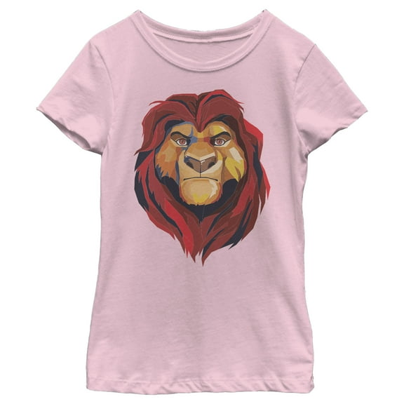 Girl's Lion King Geometric Mufasa Portrait Graphic Tee Light Pink X Small