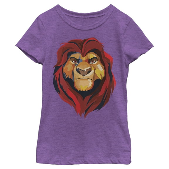 Girl's Lion King Geometric Mufasa Portrait Graphic Tee Purple Berry X Small