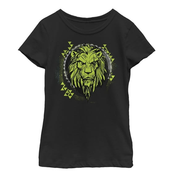 Girl's Lion King Geometric Scar Emblem Graphic Tee Black X Large