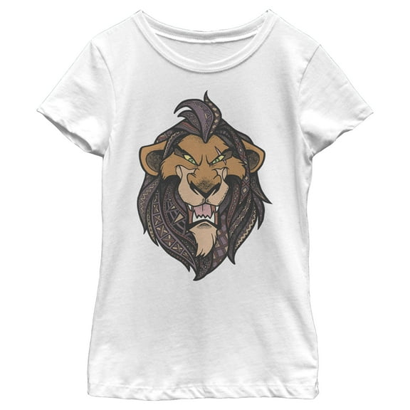 Girl's Lion King Scar Decorative Mane Graphic Tee White Medium
