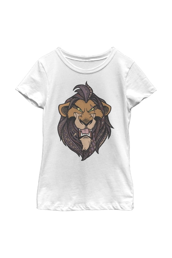 Girl's Lion King Scar Decorative Mane Graphic Tee White Medium