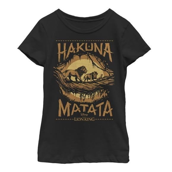 Girl's Lion King Hakuna Matata Jungle Trio  Graphic Tee Black Large