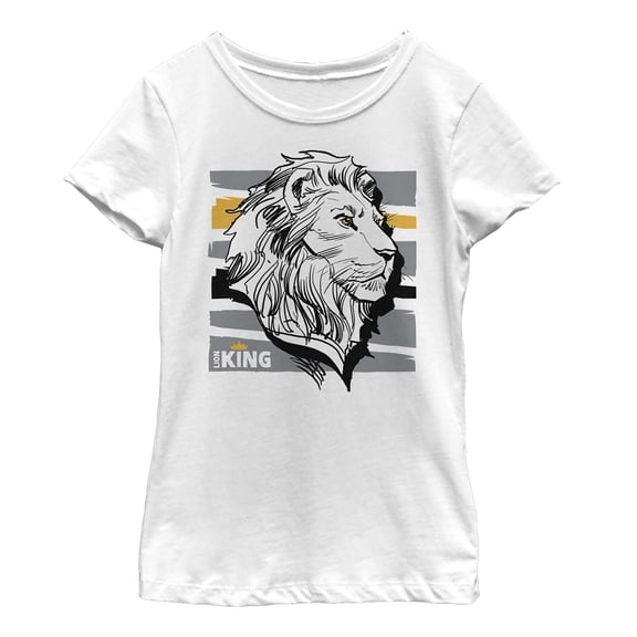 Girl's Lion King Mufasa Stripe Profile  Graphic Tee White X Small