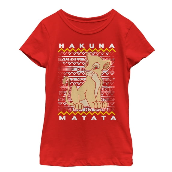 Girl's Lion King Nala Diagonal Stripe Graphic Tee Red Large