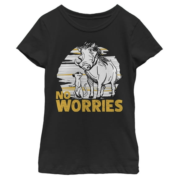 Girl's Lion King No Worries Besties Graphic Tee Black Large