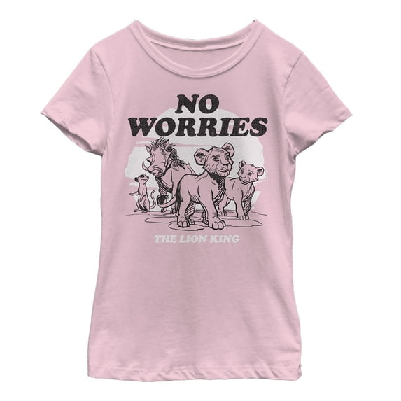 Girl's Lion King No Worries Cartoon Graphic Tee Light Pink Medium