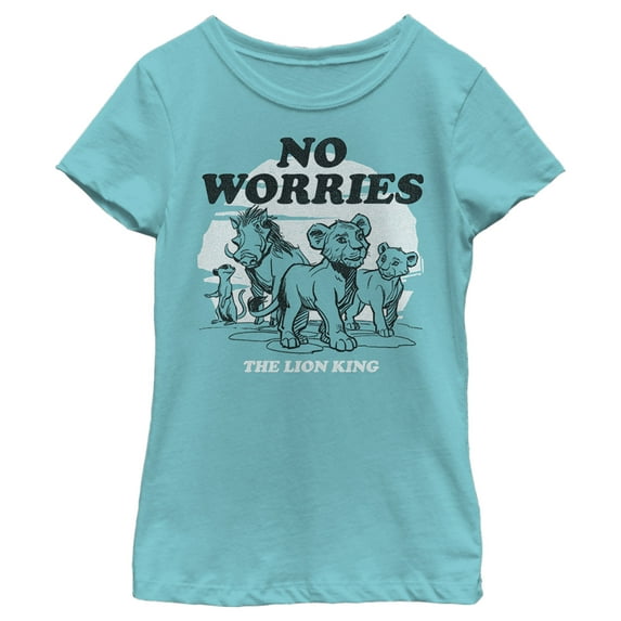 Girl's Lion King No Worries Cartoon Graphic Tee Tahiti Blue Small