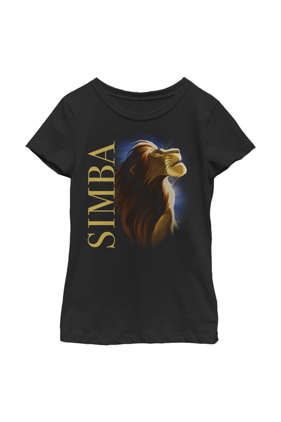 Girl's Lion King Noble Simba Pose  Graphic Tee Black Medium