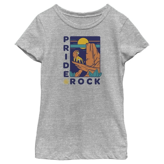 Girl's Lion King Pride Rock Badge Graphic Tee Athletic Heather Medium