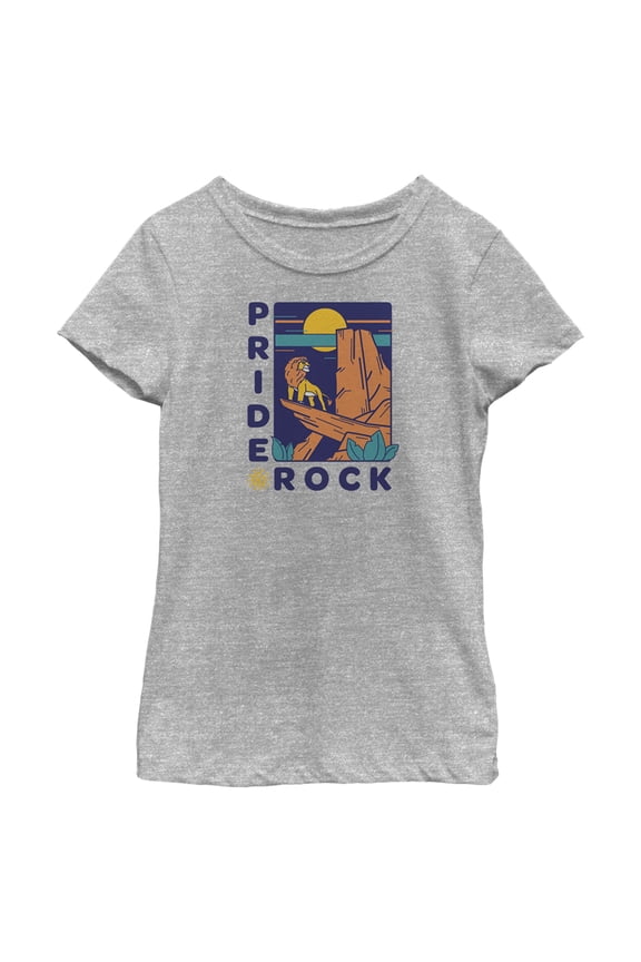 Girl's Lion King Pride Rock Badge Graphic Tee Athletic Heather Medium