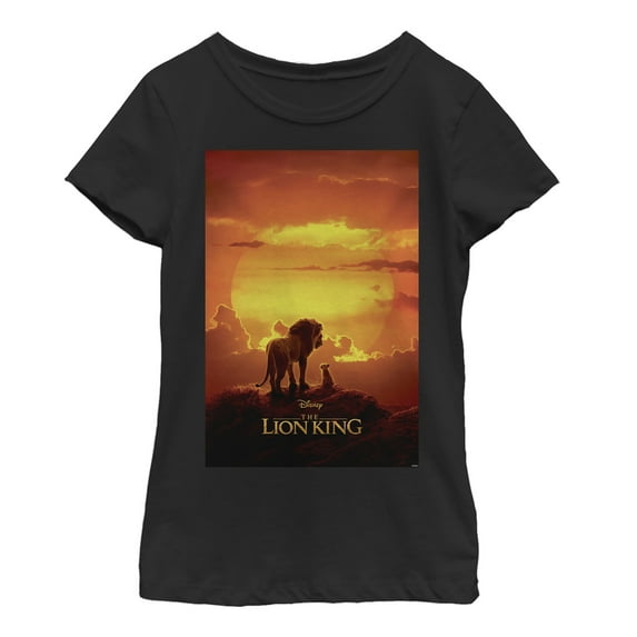 Girl's Lion King Pride Rock Movie Poster Graphic Tee Black Medium