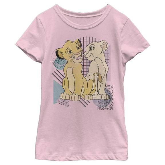 Girl's Lion King Retro Cub Love  Graphic Tee Light Pink Small