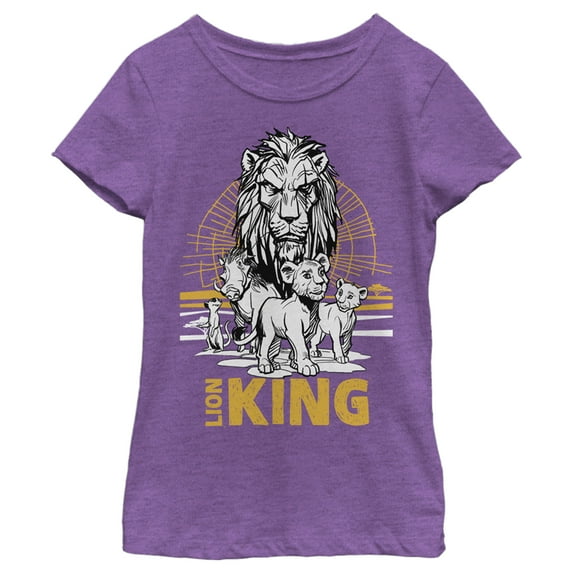 Girl's Lion King Savannah Sunset Crew Graphic Tee Purple Berry Medium