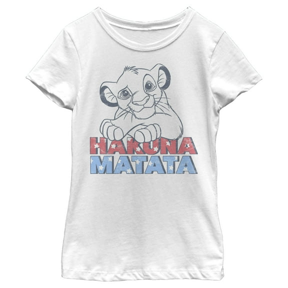 Girl's Lion King Simba American Pride Graphic Tee White X Small