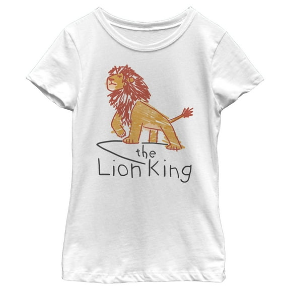 Girl's Lion King Simba Cartoon Scrawl  Graphic Tee White X Large