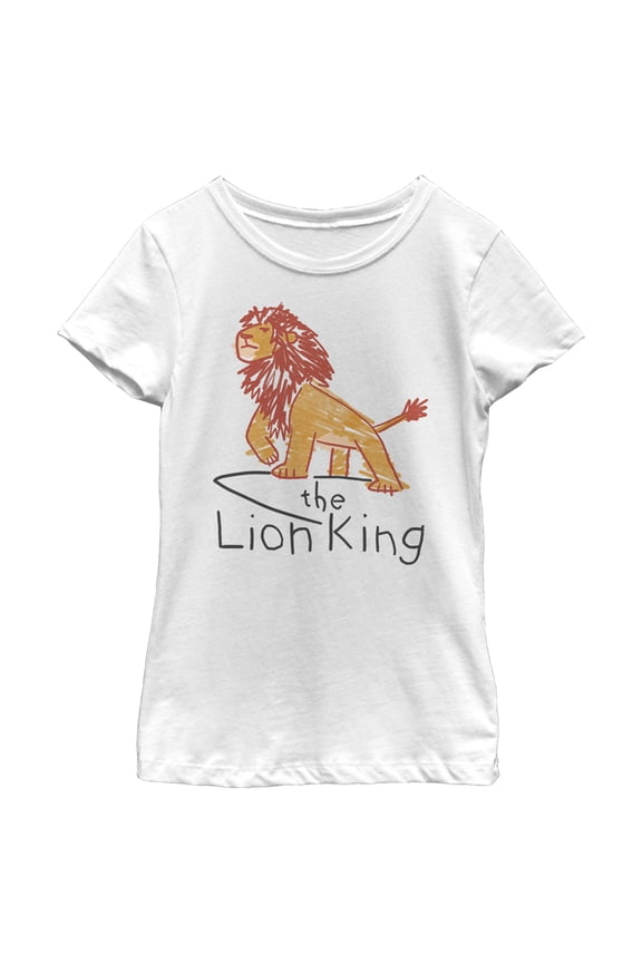 Girl's Lion King Simba Cartoon Scrawl Graphic Tee White X Small