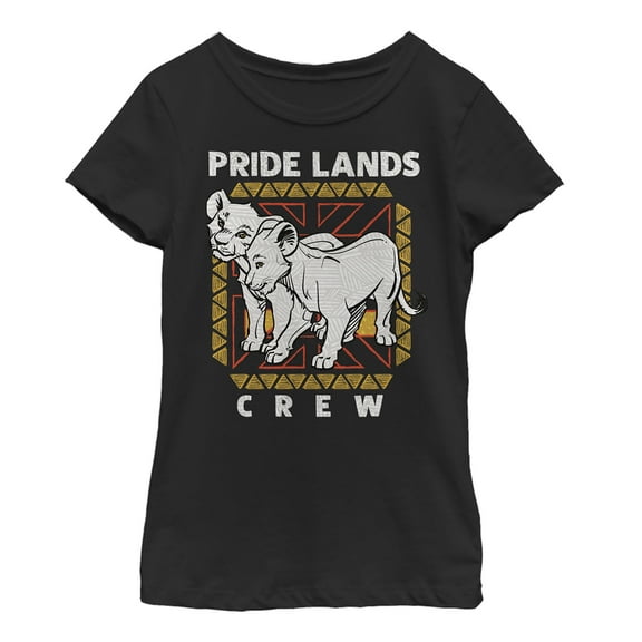 Girl's Lion King Simba & Nala Pride Lands Crew  Graphic Tee Black Large