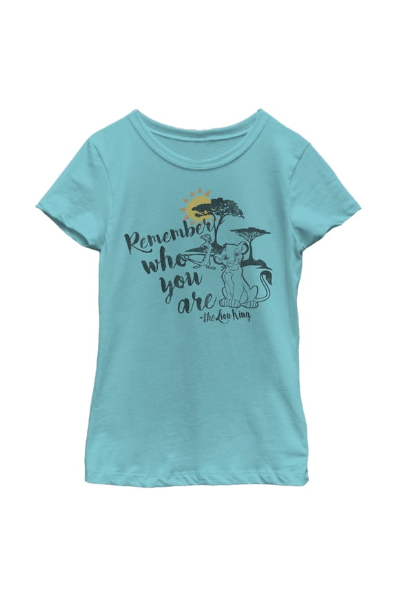 Girl's Lion King Simba Never Forget Who You Are Graphic Tee Tahiti Blue X Large