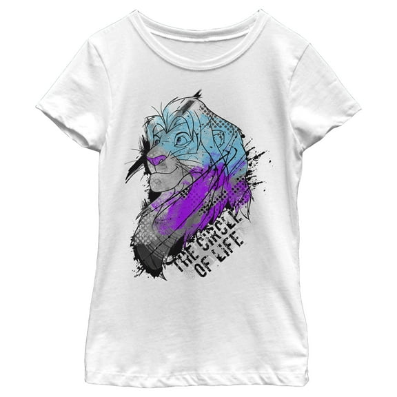 Girl's Lion King Simba Splatter Art  Graphic Tee White Large