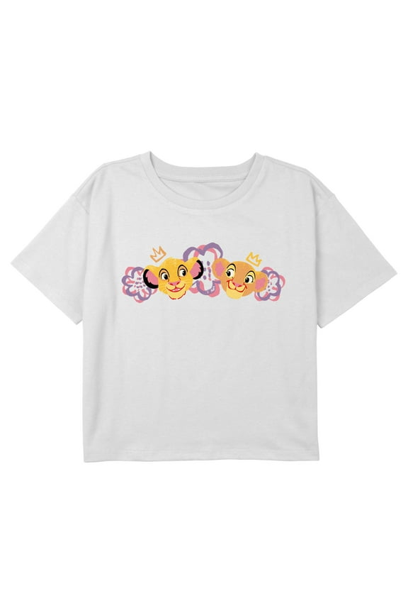 Girl's Lion King Simba and Queen Nala Graphic Cropped T-Shirt