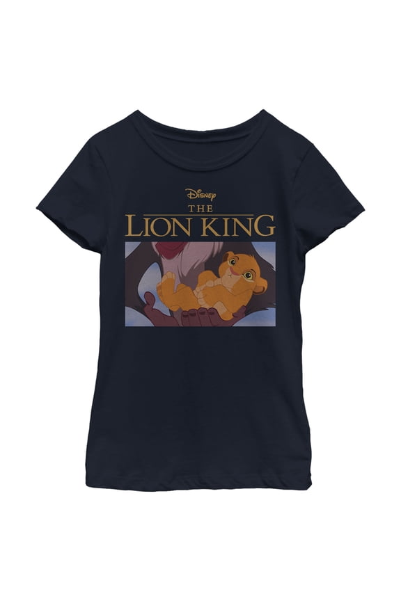 Girl's Lion King Simba and Rafiki Scene Graphic Tee Navy Blue X Large