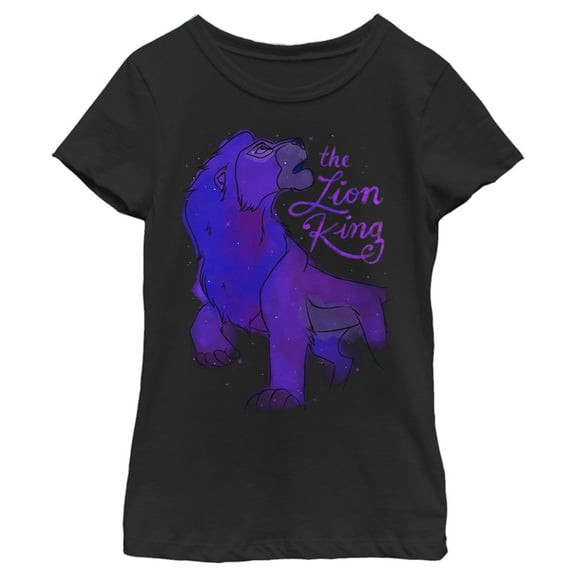 Girl's Lion King Starry Airbrush Simba  Graphic Tee Black Medium