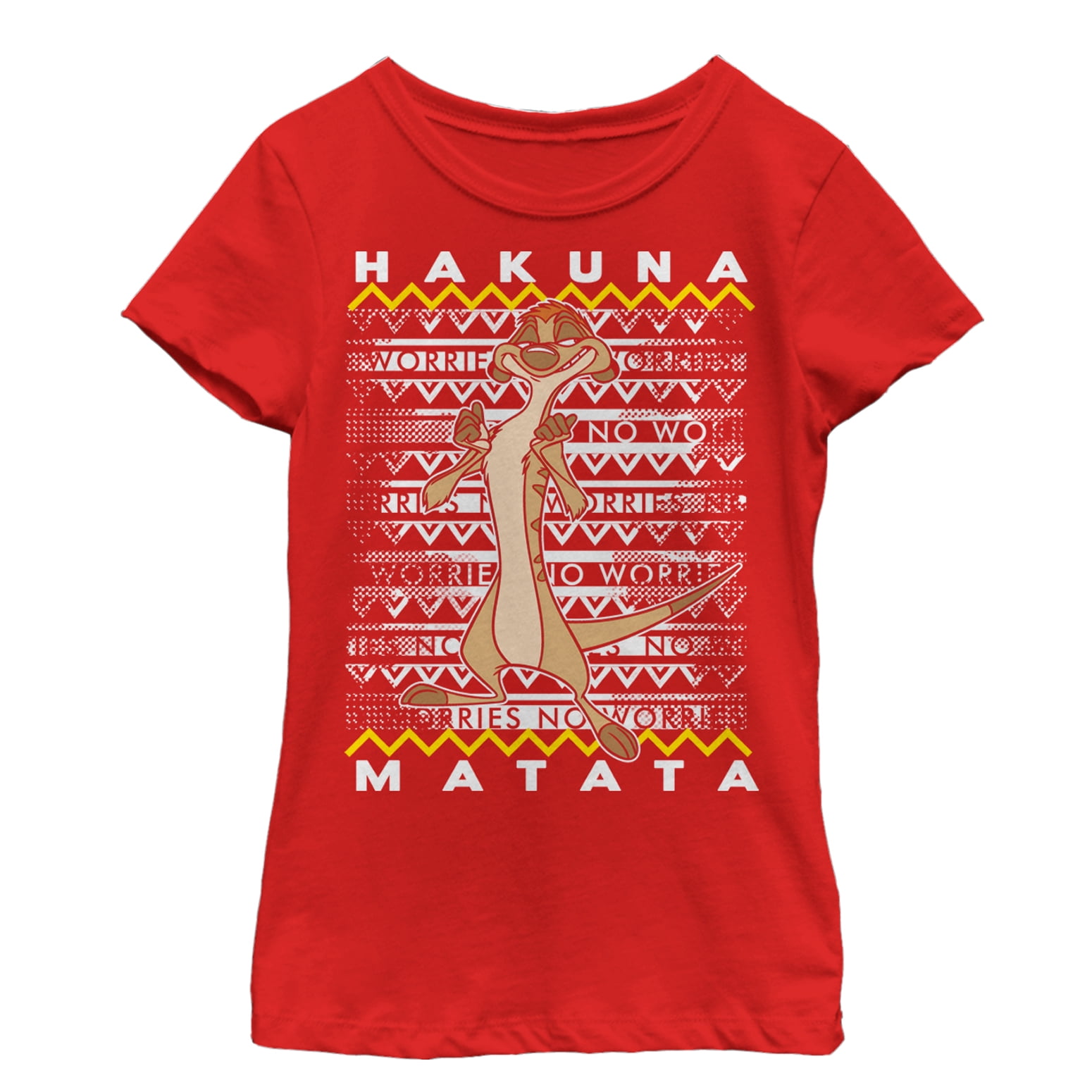 Girl's Lion King Timon Diagonal Stripe Graphic Tee Red Large - Walmart.com